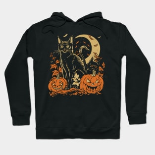 Vintage Halloween Black Cat Witch Retro Cute Super Cool Best Gift Hoodie
